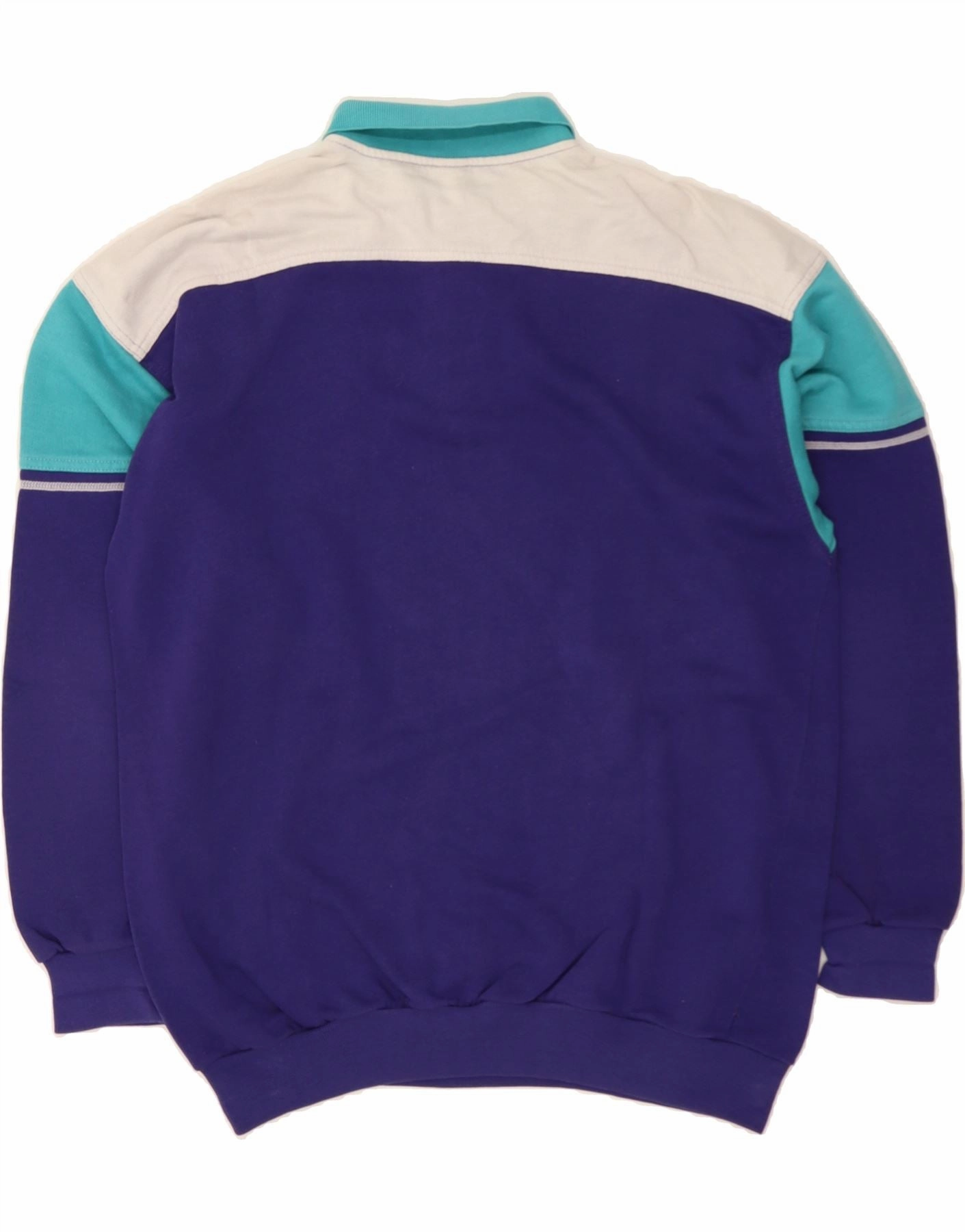 VINTAGE Mens Polo Neck Jumper Sweater Large Purple Colourblock