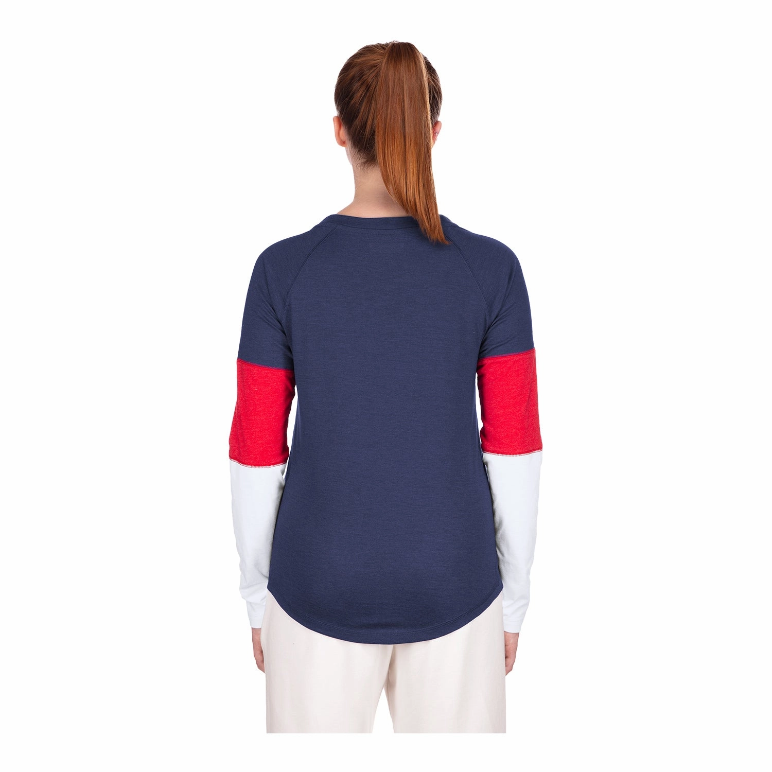 Women's New Era USMNT Colorblock Navy Long Sleeve Tee