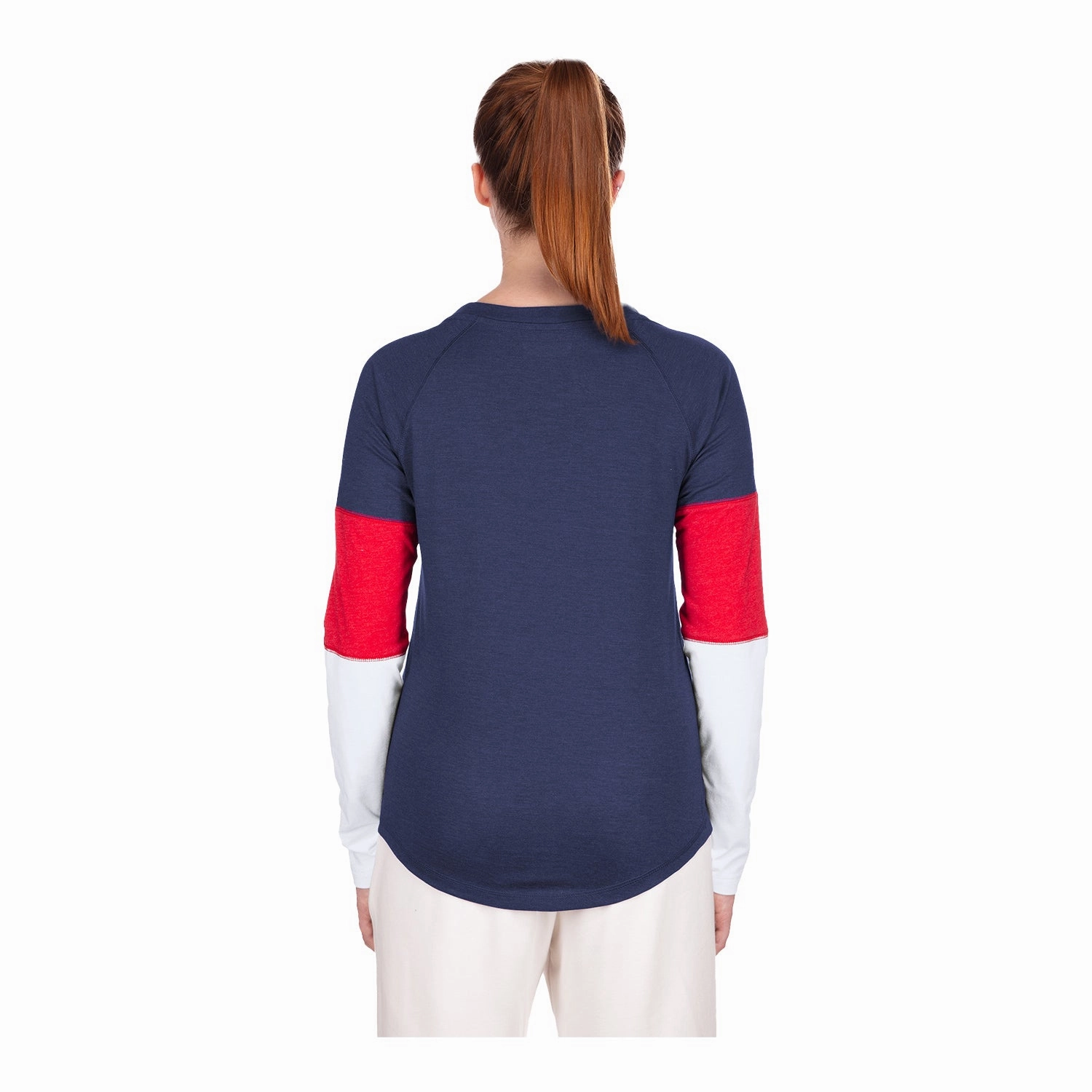 Women's New Era USWNT Colorblock Navy Long Sleeve Tee