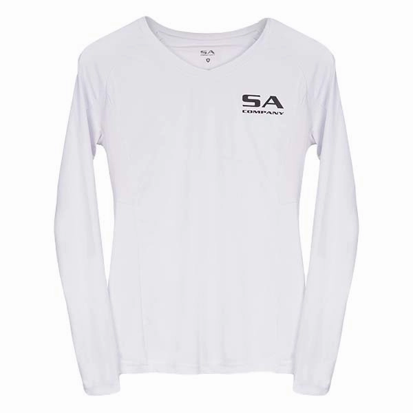 Women's Performance Long Sleeve Shirt | White | SA Logo