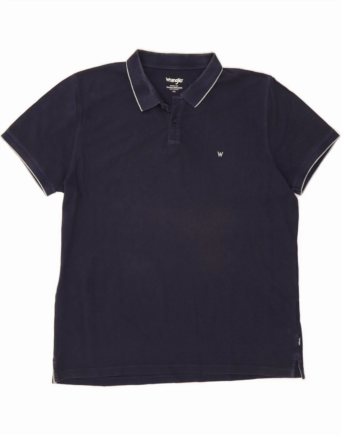 WRANGLER Mens Polo Shirt 2XL Navy Blue Cotton