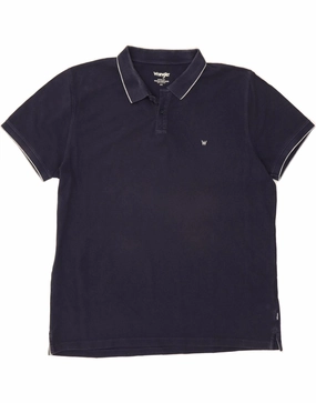 WRANGLER Mens Polo Shirt 2XL Navy Blue Cotton