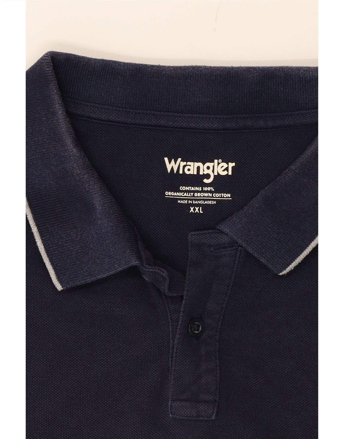 WRANGLER Mens Polo Shirt 2XL Navy Blue Cotton