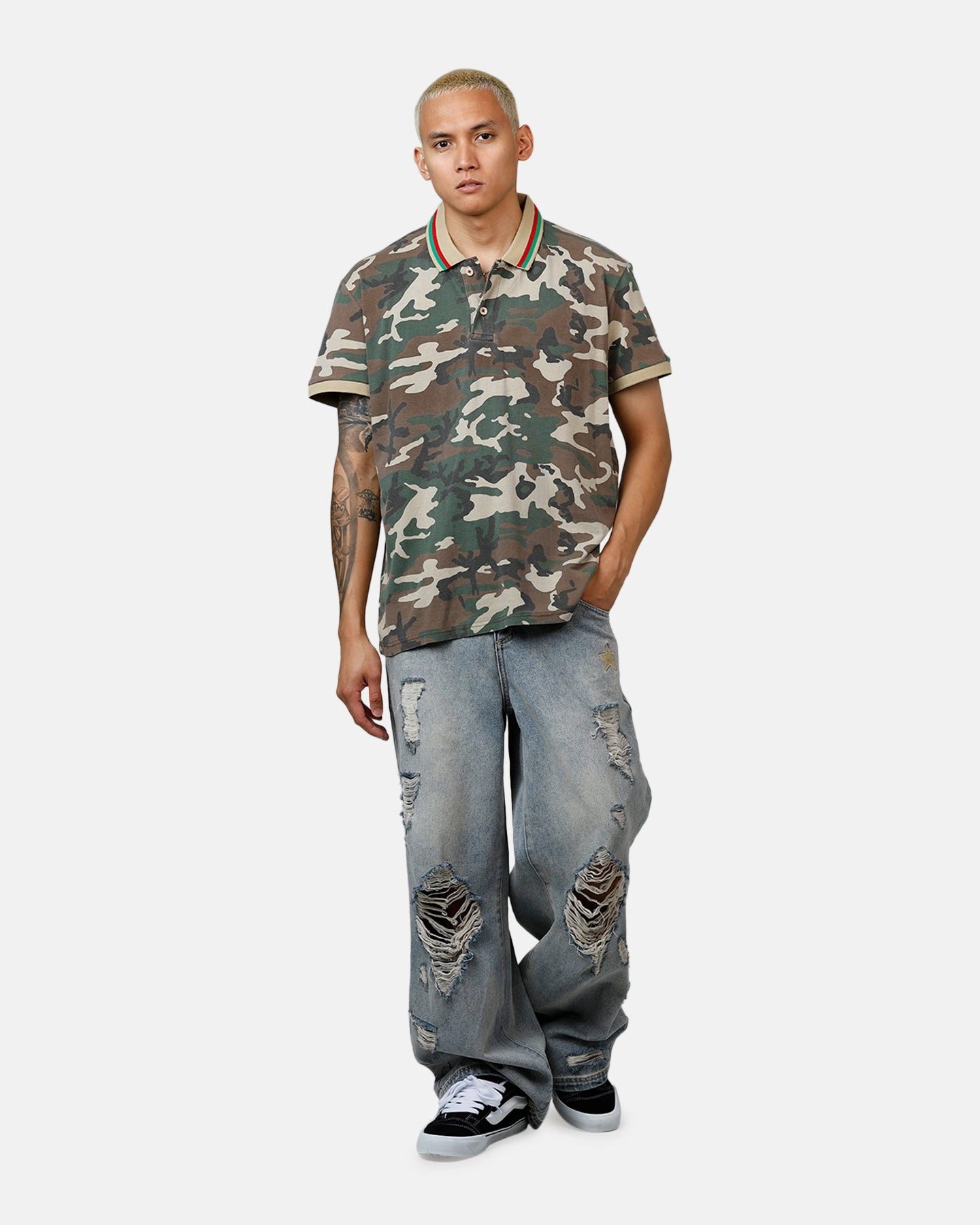 XXIII Printed Polo Shirt Washed Camo