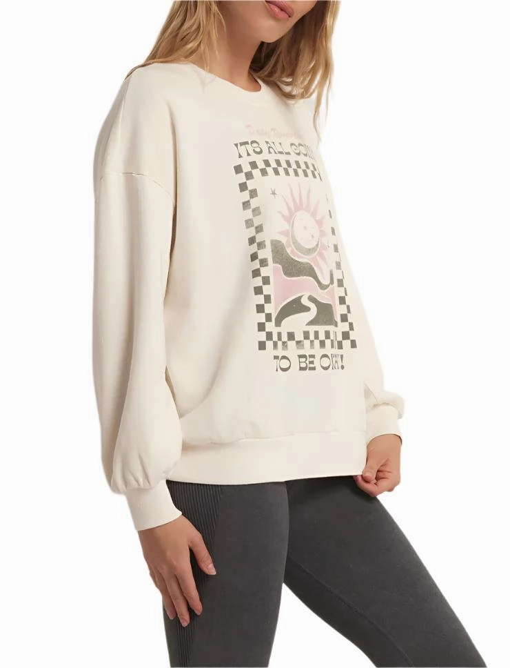 Z Supply Ok Oversized Cotton Sweatshirt