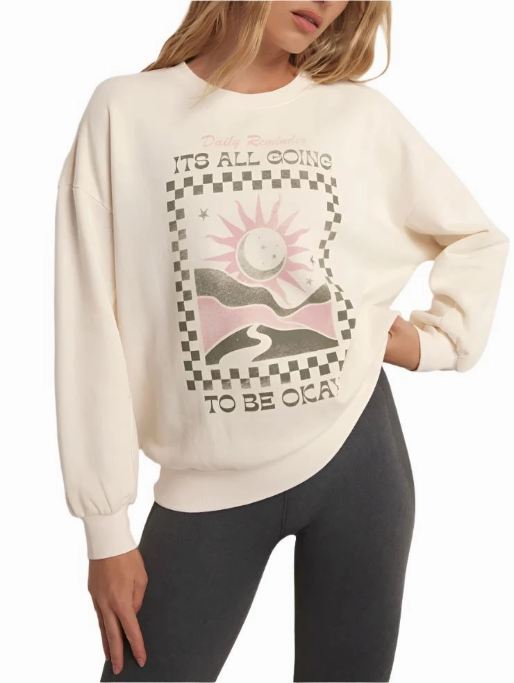 Z Supply Ok Oversized Cotton Sweatshirt